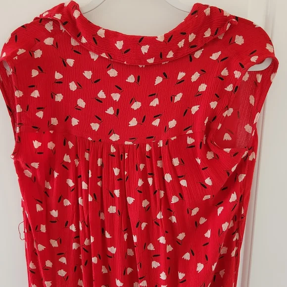 Red Floral Print Billabong Sleeveless Maxi Dress Size M. - Picture 10 of 11